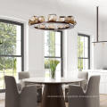 Modern home decor amber glass round hanging chandelier